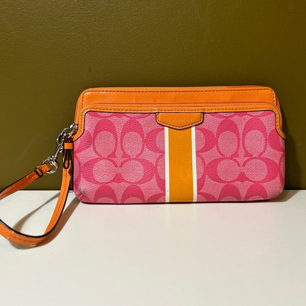 Coach Pink and Orange Wristlet